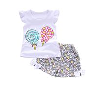 Nidddiv Set di 2 pentole + pantaloni corti, maglietta per bambini, bianco, 90