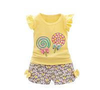 Nidddiv Set di 2 pentole + pantaloni corti, maglietta per bambini, giallo., 100