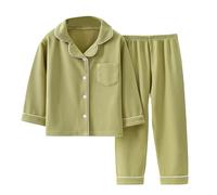Nidddiv Set per bambini Develvet pigiama per bambini e ragazze e inverno a maniche lunghe, set di vestiti per la casa e le ragazze con stampa bambino, verde, 13-14