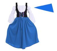 Nidddiv Storie Calendario dell'Avvento adolescenti ragazze Oktoberfest maniche lunghe senza spalline abiti lunghi ragazza a quadri, Blu, 8-10 anni