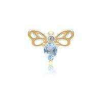 Nido D'Ape Art Nouveau a Forma di Pera Topazio e Diamante Ape Pin IN 9ct Oro
