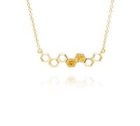 Nido D'Ape Ispirato Citrino Collegamento Collana IN 9ct Oro Giallo