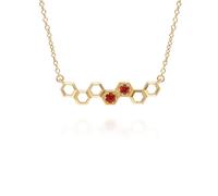Nido D'Ape Ispirato Granato Collegamento Collana IN 9ct Oro Giallo
