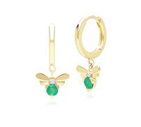Nido D'Ape Ispirato Smeraldo e Diamante Ape Cerchio Orecchini IN 9ct Oro Giallo