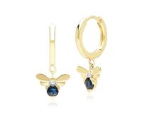 Nido D'Ape Ispirato Zaffiro Blu & Diamante Ape Cerchio Orecchini IN 9ct Oro