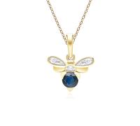 Nido D'Ape Ispirato Zaffiro e Diamante Ape Ciondolo Collana IN 9ct Oro Giallo