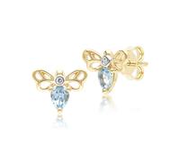 Nido D'Ape Pera Forma Topazio e Diamante Ape Bottone Orecchini IN 9ct Oro Giallo