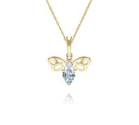 Nido D'Ape Pera Forma Topazio E Diamante Ape Ciondolo Collana IN 9ct Oro Giallo