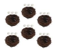 Nido Decorativo per Uccelli Artificiale 6 Set in Rattan