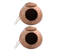 Nido di guscio di noce di cocco da 2 pezzi per pappagallini e piccoli animali