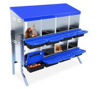 Nido di pollame in metallo con gambe per pollame 8 compartimenti con fondo inclinato, fori di ventilazione per montaggio a parete, facile da pulire