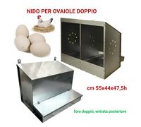 Nido due posti galline ovaiole zincato, raccoglitore dall'esterno cm55x44xH47,5