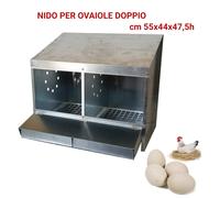 Nido due posti galline ovaiole zincato, raccoglitore Interno cm55x44xH47,5