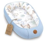 Riduttore lettino neonato - 50x90cm nido baby nest antisoffoco culla pod cocoonababy confortevole cotone waffle babynest per neonati Animali Blu