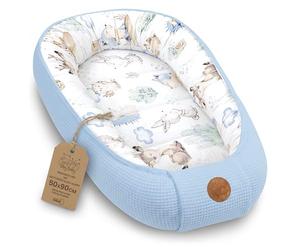 Nido per Lettino e Culla Neonato 50x90cm - Riduttore avvolgente in Cotone Nido d'Ape - Baby Nest morbido traspirante accogliente per Carrozzina Cameretta Viaggio Animali Blu