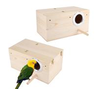 Nido per Parrocchetto, 13x13x24,5 cm Casetta per Uccelli in Legno Scatola per Allevamento Gabbia per Uccelli Casa Pappagalli Scatola di Accoppiamento Accessori per Giardino (Apertura a Destra)