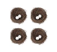 Nido per uccelli in rattan con uova di uccelli, 10 cm, in rattan, per la primavera, decorazione pasquale, fatto a mano, in rattan, uccelli, piccioni, nido, uova di Pasqua, decorazione per oggetti di