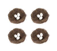 Nido per uccelli in rattan con uova di uccelli, 12 cm, in rattan, per la primavera, decorazione pasquale, fatto a mano, in rattan, uccelli, piccioni, nido, uova di Pasqua, decorazione per oggetti di
