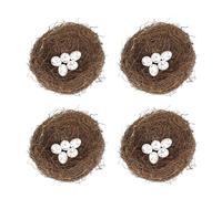 Nido per uccelli in rattan con uova di uccelli, 15 cm, in rattan, per la primavera, decorazione pasquale, fatto a mano, in rattan, uccelli, piccioni, nido, uova di Pasqua, decorazione per oggetti di