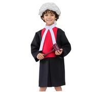 NIDONE 1 Set Costumi di Halloween Costume da Giudice Avvocato per Bambini, Include Abito da Giudice con Colletto, Martelletto e Parrucca, Costumi Cosplay per Bambini Halloween Dress Up