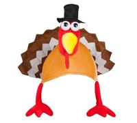 NIDONE 1PC Novità Cappello di Tacchino di Natale Cappello del Ringraziamento con Testa di Tacchino, Gambe e Coda di Cartone Animato Accessorio per Feste e Cosplay