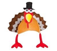 NIDONE 1PC Novità Cappello di Tacchino di Natale Cappello del Ringraziamento con Testa di Tacchino, Gambe e Coda di Cartone Animato Accessorio per Feste e Cosplay