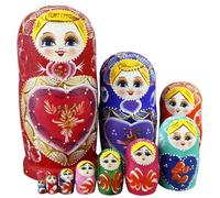 NIDONE Bambole Che nidificano Matrioska, Modello Ragazza Bambole Russe Che nidificano, 10 Pezzi/Set Giocattoli impilabili in Legno per la Decorazione della Camera dei Bambini