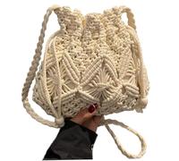 NIDONE Borsa in macramè, Borsa a Tracolla Boho all'Uncinetto con Coulisse, Borse all'Uncinetto per Donna Summer Beach
