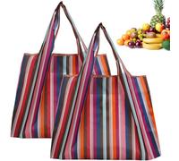 NIDONE Borse da drogheria riutilizzabili da 2 pcs, 22.8x15.8 TOTE BAM PILLABILE OXFORD in tessuto Oxford con manico in tasca per la drogheria dello shopping