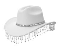NIDONE Cappello da cowboy glitter, cappello da cowboy rini, discorsi scintillante occidentale con arredamento della nappe per carnevale, feste a tema, esibizione da ballo