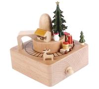 NIDONE Carillon in Legno, Carillon Natalizio 4x6 Tunnel dell'Amleto con Piccolo Treno Magnetico in Movimento Movimento Musicale a Orologeria Regalo di Natale per Amanti Amici e Bambini