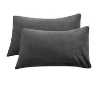 NIDONE Confezione da 2 federe in Pile 48x74 cm Calde federe in Flanella per l'inverno morbide e accoglienti Fodere per Cuscini Velluto per la Decorazione della Camera da Letto, Grigio Scuro