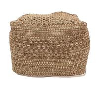 NIDONE Copripouf, Copripouf quadrato, in cotone e lino con cerniera per poggiapiedi, 42x42x33 cm, Marrone, Inserto non incluso