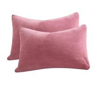NIDONE Federe per Cuscini in Pile, Confezione da 2, 48x74 cm, Calde federe in Flanella per l'inverno, morbide e accoglienti, Velluto per la Decorazione della Camera da Letto, Rosato