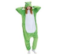 NIDONE Frog Onesie Cute Frog Costume a Manica Lunga Cartoon Animal Onesie con Cappello Rotondo Hat Comodo Casa e Cosplay da Festa Costumi per Donne e Bambini, L, Costume da Rana