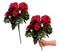 NIDONE Gerani Artificiali 2 Pezzi 18 Pollici 9 Teste Gerani Fiori Artificiali Realistici Vibranti Fiori Resistenti allo Sbiadimento per Decorazioni per Matrimoni, Feste in Casa, Rosso