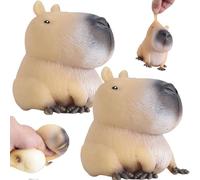 NIDONE Giocattolo da spremere 2 Pezzi Seduto Capibara Giocattoli di decompressione Simpatici Giocattoli di Gomma Fidget Giocattolo Portatile per alleviare ansia e Stress per Adulti e Bambini