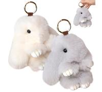 NIDONE Keechain da coniglietto 2pcs 6in coniglio peloso portachiavi artificiali peluche decorative peluche per lo zaino, chiave per auto, borsa a mano e altro, coniglio