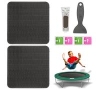 NIDONE Kit di Riparazione Toppe per Trampolino 2 Pezzi 4X4 Toppe quadrate Impermeabili per Trampolino con Raschietto e Colla per Strappi o Buchi della Tenda