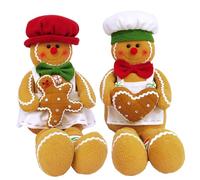 NIDONE Omino di pan di peluche 2 pezzi farcito simpatico cuscino di pan di di Natale con gamba lunga e berretto da chef per i regali di Natale delle vacanze