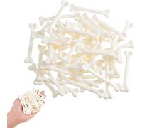 NIDONE Ossa di Halloween da 50 Pezzi, Mini Ossa di Scheletro in plastica Che Illuminano al Buio con Fori per Halloween Fai da Te, Uomo delle caverne, spettacoli teatrali e casa stregata, Bianco