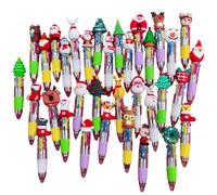 NIDONE Penne natalizie da 30 pezzi, penna a sfera a tema natalizio multicolore 4 in 1, articoli di cancelleria per le vacanze per compleanni e feste per bambini