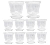 NIDONE Pentole di orchidee da 5, 9 pollici 10 set fioriera di orchidee in plastica trasparente con fori e piattini a fessurabile pentole a piante traspirabili per, piante grasse, mediumi, chiari