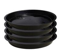 NIDONE Pianta piantatina 4pcs da 16 pollici vassoio rotondo vassoio nero piatti in plastica in plastica minimalista pastorale per esterno interno e forniture per il giardinaggio