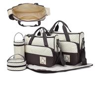 NIDONE Sacca per pannolini, sacca per pannolini da 5 pezzi, viaggi per bambini impermeabili di capacità con tasche in cambio e tasche laterali, forniture per bambini regolabili con manici e ganci di