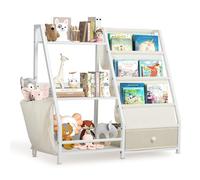 Nidouillet Scaffale per bambini a 3 livelli, organizzatore di giocattoli per bambini, libreria montessoriana per cameretta, camera da letto, stanza dei giochi, stanza dei bambini