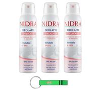 Nidra Deodorante Delicato Spray con Proteine del Latte e alla Mandorla, 3 x 150 ml + Portachiavi Beni Culinari Gratuito