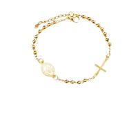 NIEBYI Braccialetto con croce della Vergine Maria cattolica, regalo per ragazze, adolescenti, donne, rosario con perline a catena, braccialetto natalizio cristiano, gioielli religiosi, regali