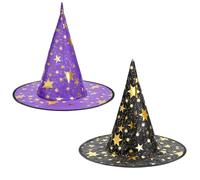NIEBYI Cappello da strega per le donne cappello da mago di Halloween con stella d'oro cappelli per feste per adulti accessori per costumi di Halloween