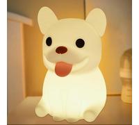 NIEBYI Divertente luce notturna a forma di cane, cucciolo di bulldog, in silicone, lampada touch a LED con timer dimmerabile, ricaricabile tramite USB, decorazione per camera da letto, comodino